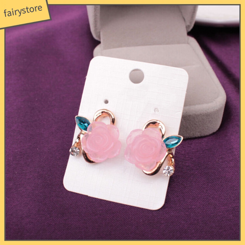 1 Đôi Bông Tai Hình Hoa Hồng Đính Đá Phong Cách Retro Dành Cho Nữ