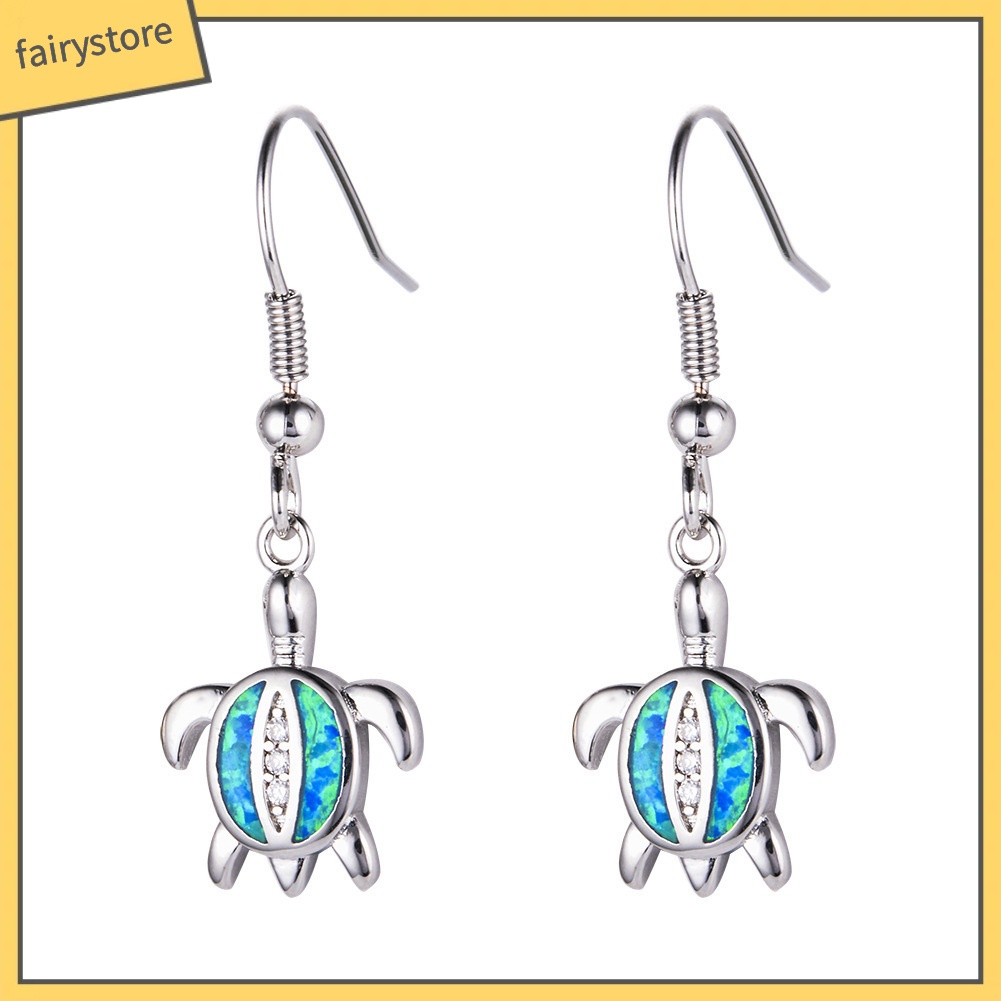 Bông Tai Hình Rùa Đính Đá Opal Dễ Thương Dành Cho Nữ