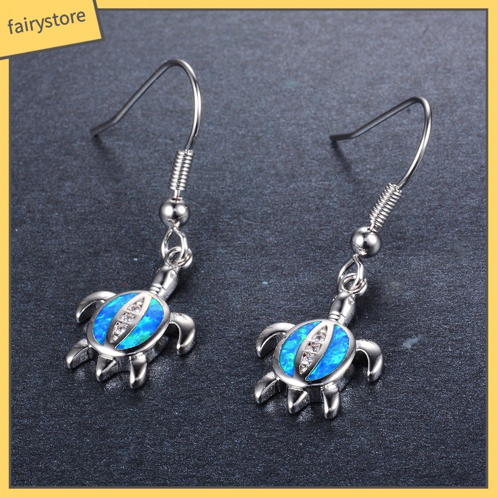 Bông Tai Hình Rùa Đính Đá Opal Dễ Thương Dành Cho Nữ