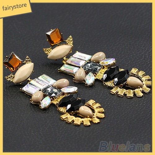 Bông Tai Dáng Dài Đính Đá Phong Cách Retro Cho Nữ