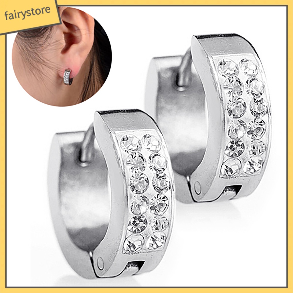 1 Đôi Khuyên Tai Tròn Nhỏ Bằng Thép Titan Phong Cách Punk Dành Cho Tiệc Tùng