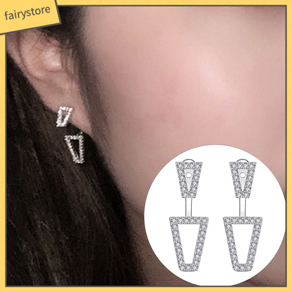 1 Đôi Bông Tai Hình Học Đính Đá Màu Sắc Lấp Lánh Thời Trang Cho Nữ