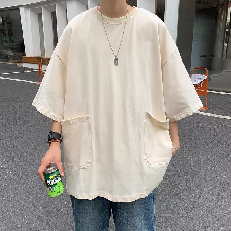 Áo Thun Tay Ngắn Có Túi Lớn Phong Cách Đường Phố Mới Mùa Hè Dễ Phối Đồ Cho Nam