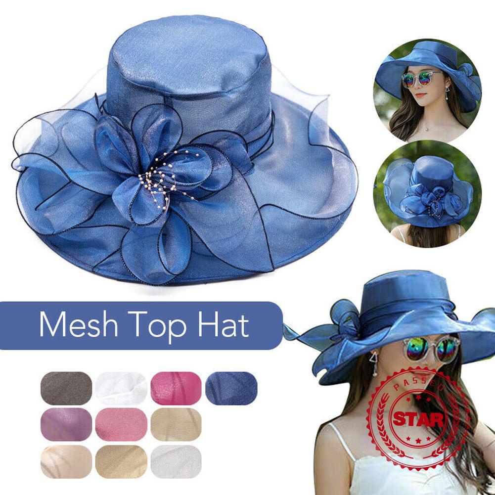 Mũ Rộng Vành Phối Lưới Thời Trang Đi Biển Cho Nữ K0J9