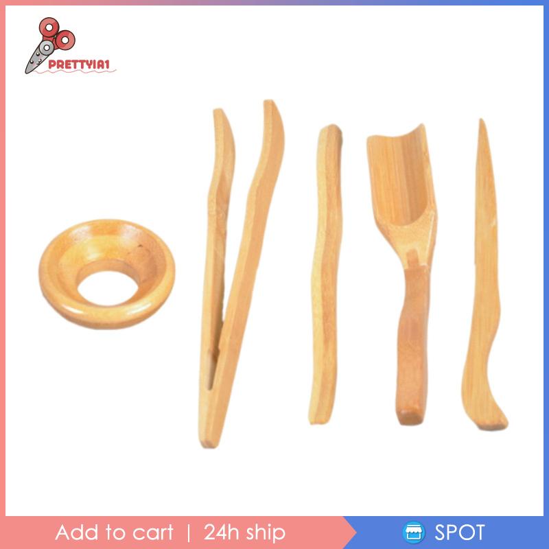 1 [Prettyia] Set 5 Kẹp Gỗ Gắp Trà &amp; Cà Phê