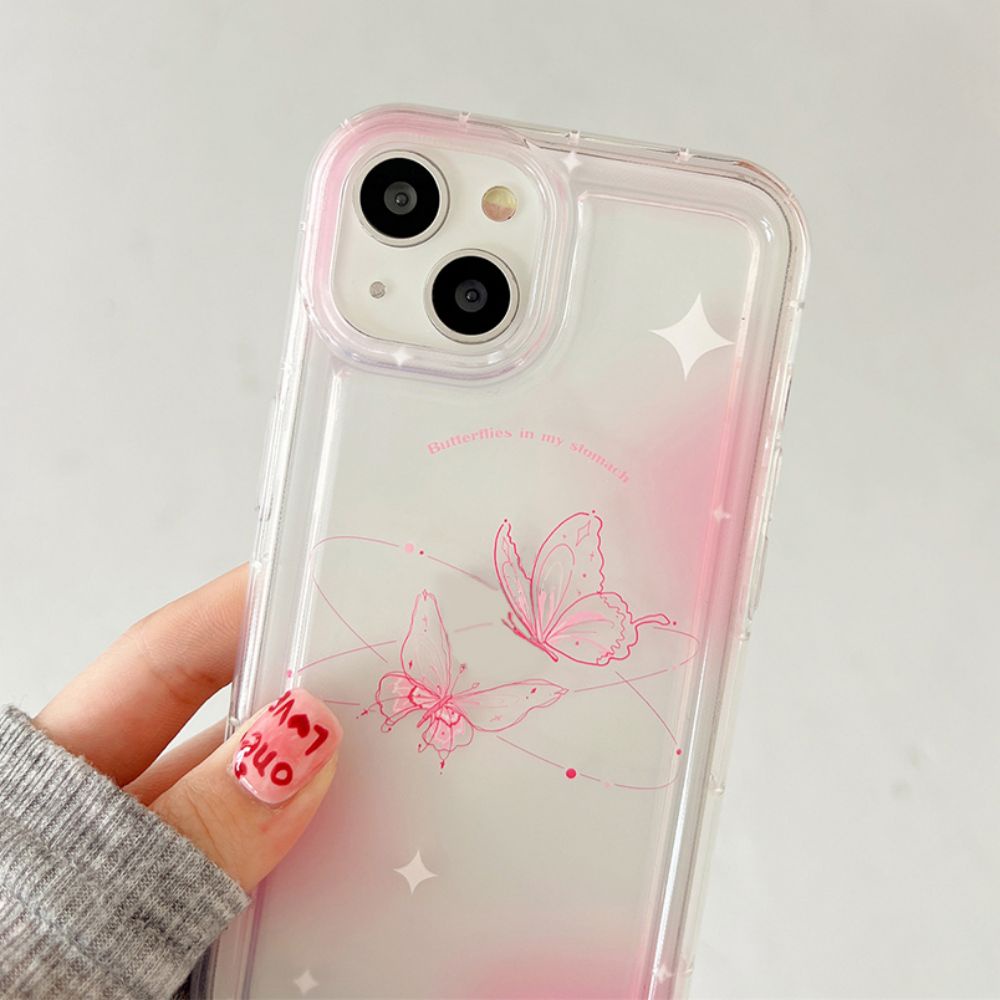 Ốp Điện Thoại TPU Mềm Bảo Vệ Chống Sốc In Hình Bướm Hồng Cho IPhone 11 14 13 12 Pro Max XS XR 7 8 Plus