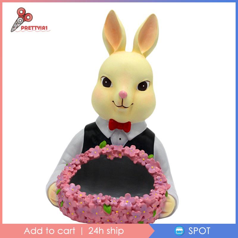 [Prettyia1] Khay Đựng Trang Sức Hình Thỏ Bằng Nhựa Resin Hiện Đại Cho Phòng Khách / Văn Phòng