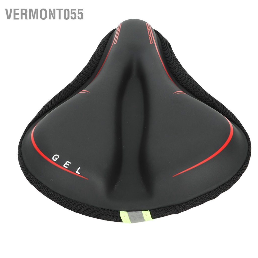 Vermont055 Hẹp Xe Đạp Miếng Làm Dày Silicone Mềm Thoáng Khí Ghế Có Phản Quang Cảnh Báo Tập Thể Dục Đen Đỏ