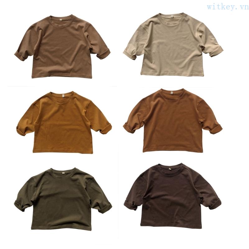 Áo Thun Cotton Mềm Mại Thoáng Khí Cổ Tròn Dài Tay Thời Trang Mùa Xuân Cho Bé Trai Và Gái