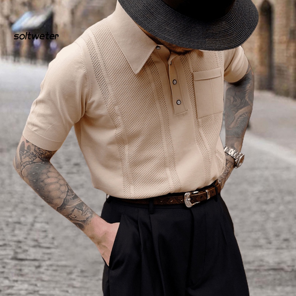 Áo Sơ Mi Tay Ngắn Cổ Bẻ Màu Trơn Thoải Mái Thời Trang Mùa Hè Cho Nam