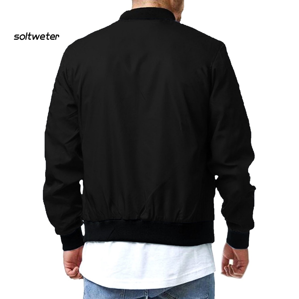 Áo Khoác Cổ Đứng Tay Dài Màu Trơn Có Khóa Kéo Dáng Rộng Thời Trang Đường Phố Mùa Thu Cho Nam