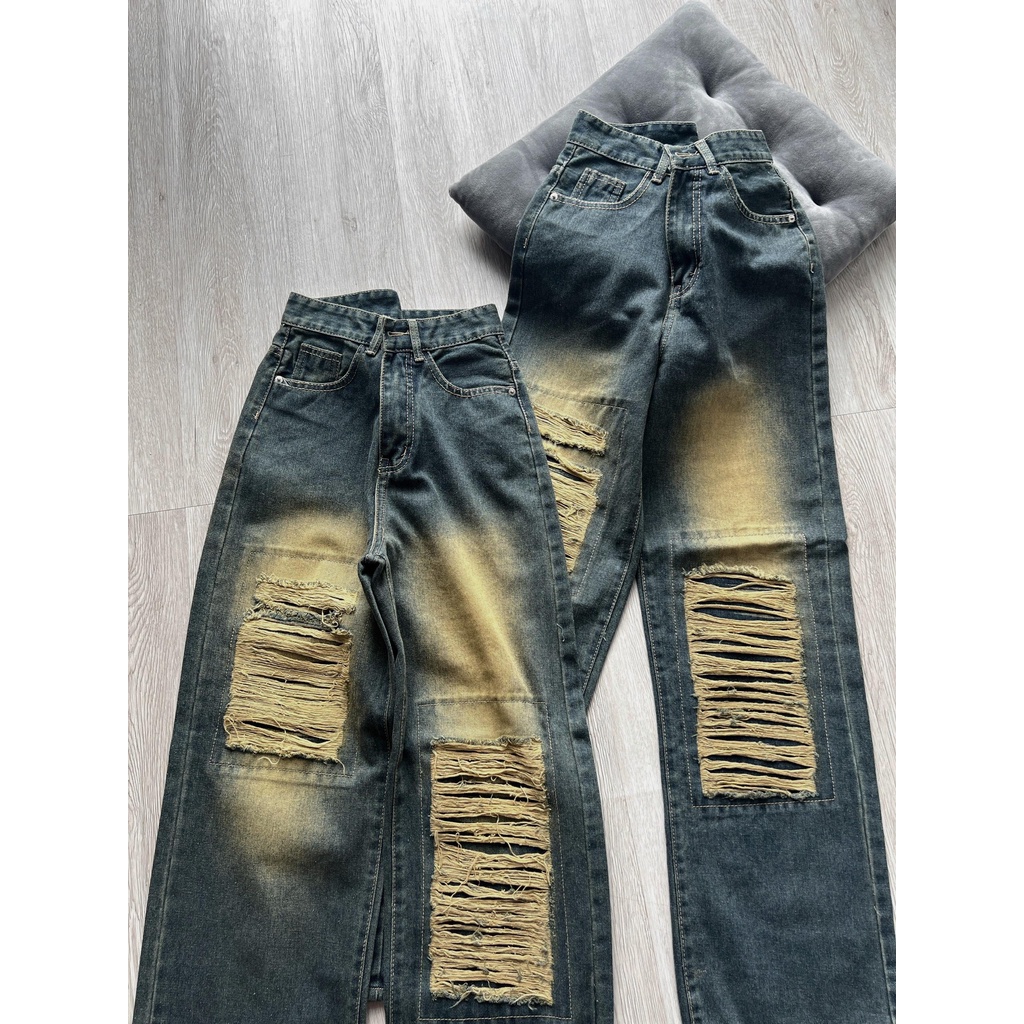 Quần Suông Qc màu bụi rách kiểu dài 105cm Q300