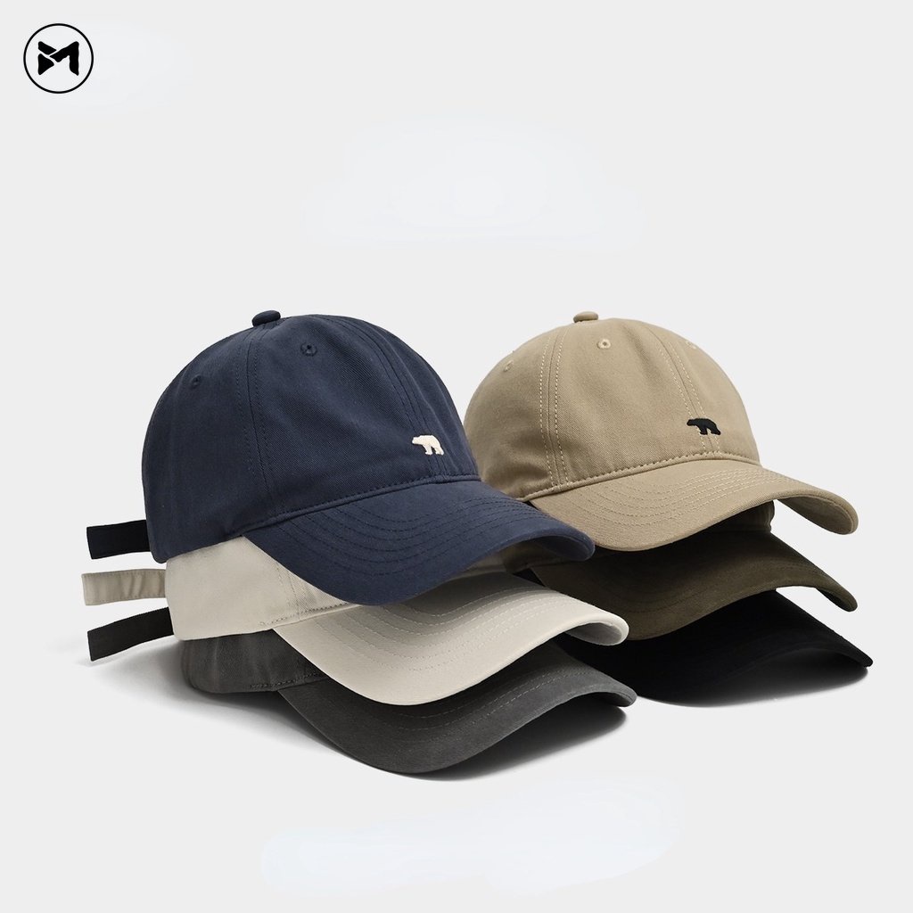 Nón Lưỡi Trai Mềm Thêu Hình Gấu Bắc Cực Thời Trang Vintage 2023