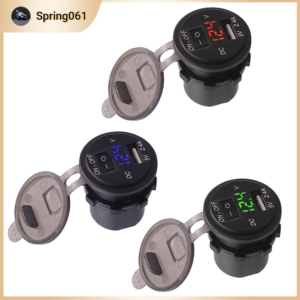Spring061 Bộ sạc điện thoại kỹ thuật số LED 12V IP66 2.4A chuyển đổi công tắc độc lập với dòng 23 6in