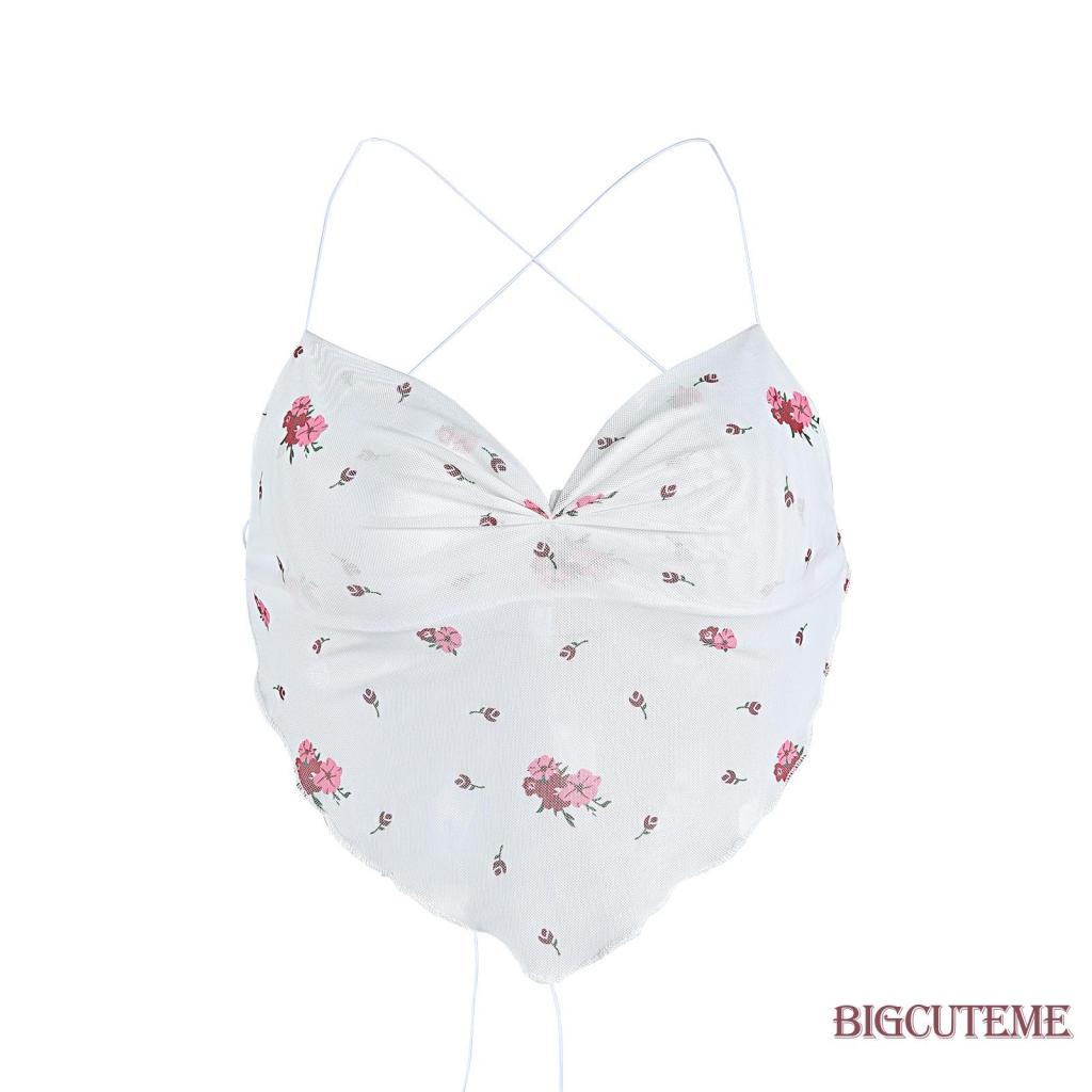 Áo Hai Dây Cổ Chữ V Hở Lưng In Họa Tiết Hoa Sáng Tạo Thời Trang Mùa Hè Cho Nữ