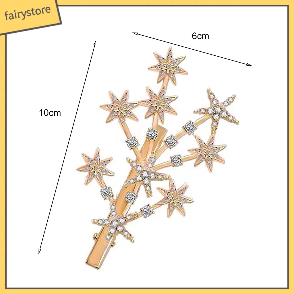Kẹp Tóc Hình Ngôi Sao Màu Vàng / Bạc Đính Đá Sang Trọng Cho Nữ