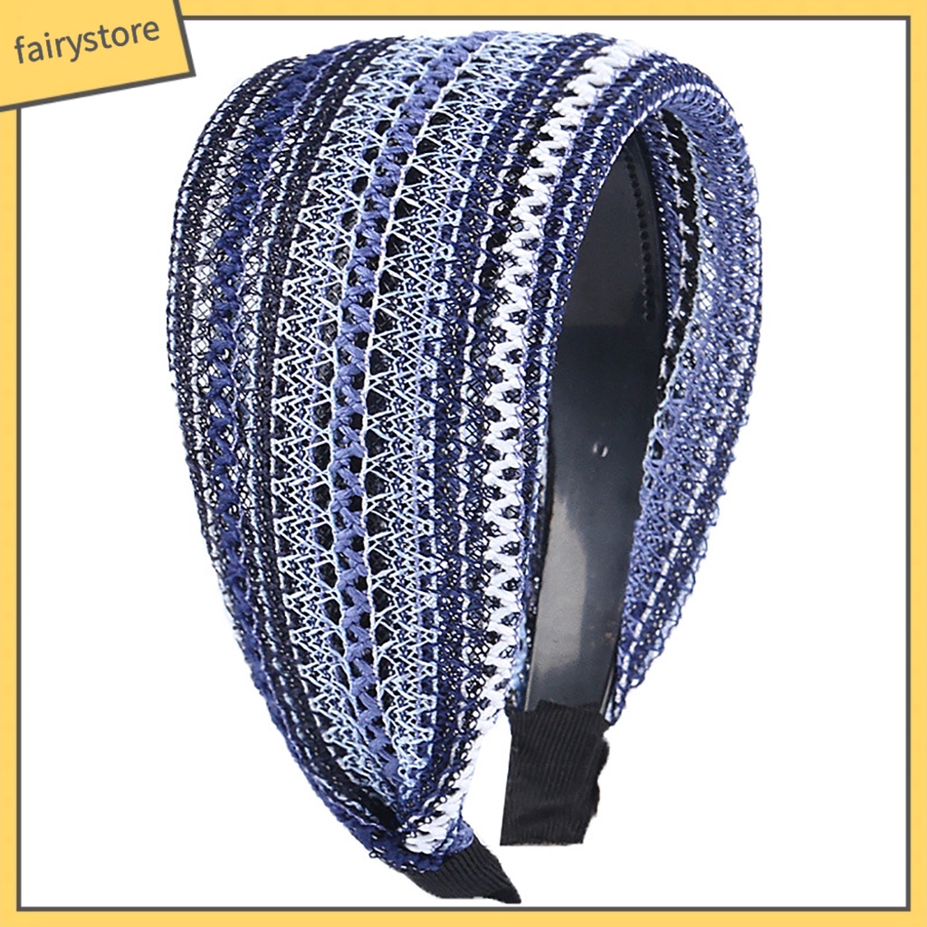 Băng Đô Cài Tóc Phối Lưới Thoáng Khí Chống Trượt Màu Sắc Retro Cho Nữ