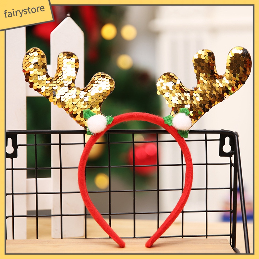 Băng Đô Cài Tóc Hình Sừng Hươu Đính Kim Sa Vui Nhộn Chống Mài Mòn Cho Người Lớn Và Trẻ Em