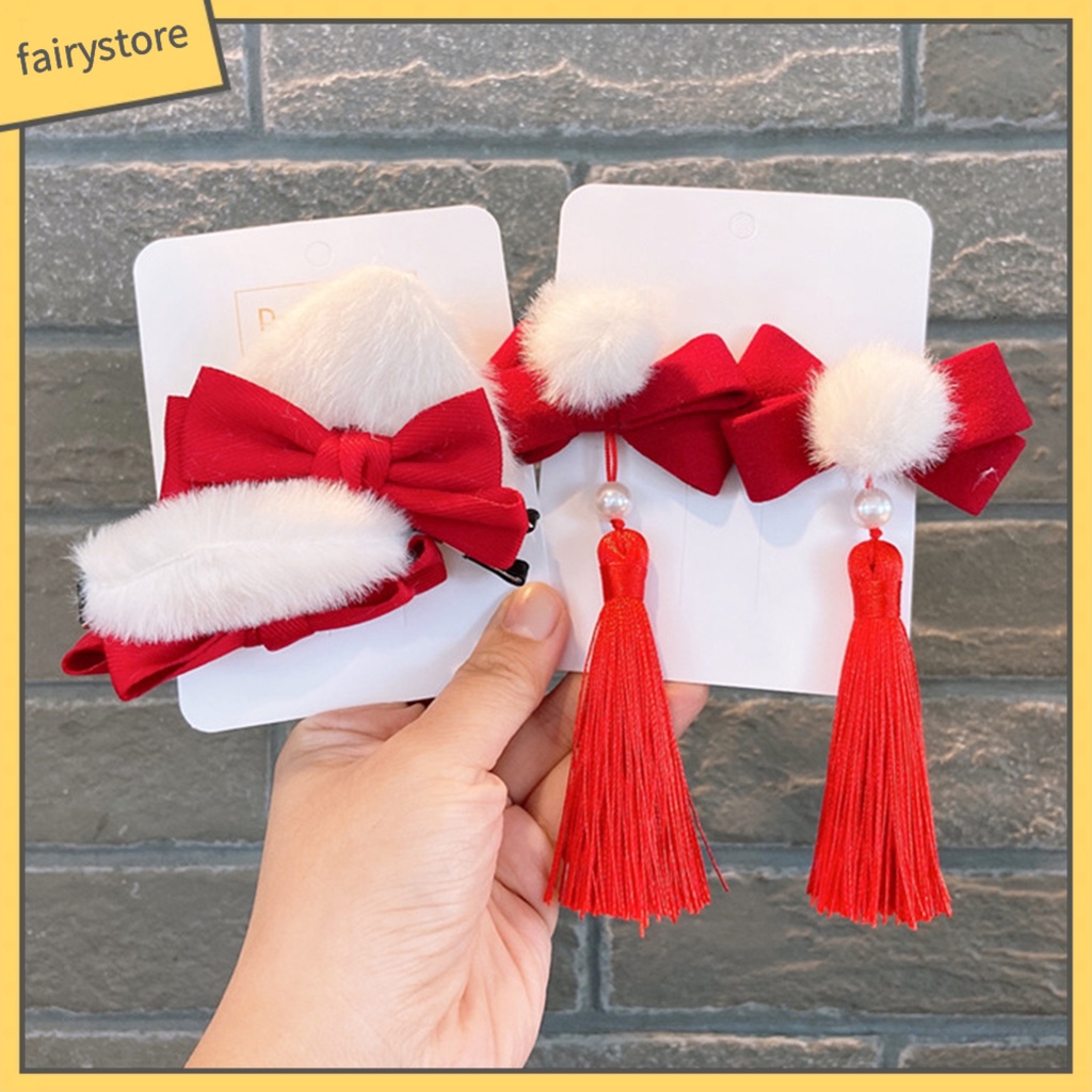 1 Cặp Kẹp Tóc Tua Rua Phong Cách Trung Hoa Cổ Điển Cho Bé Chụp Ảnh