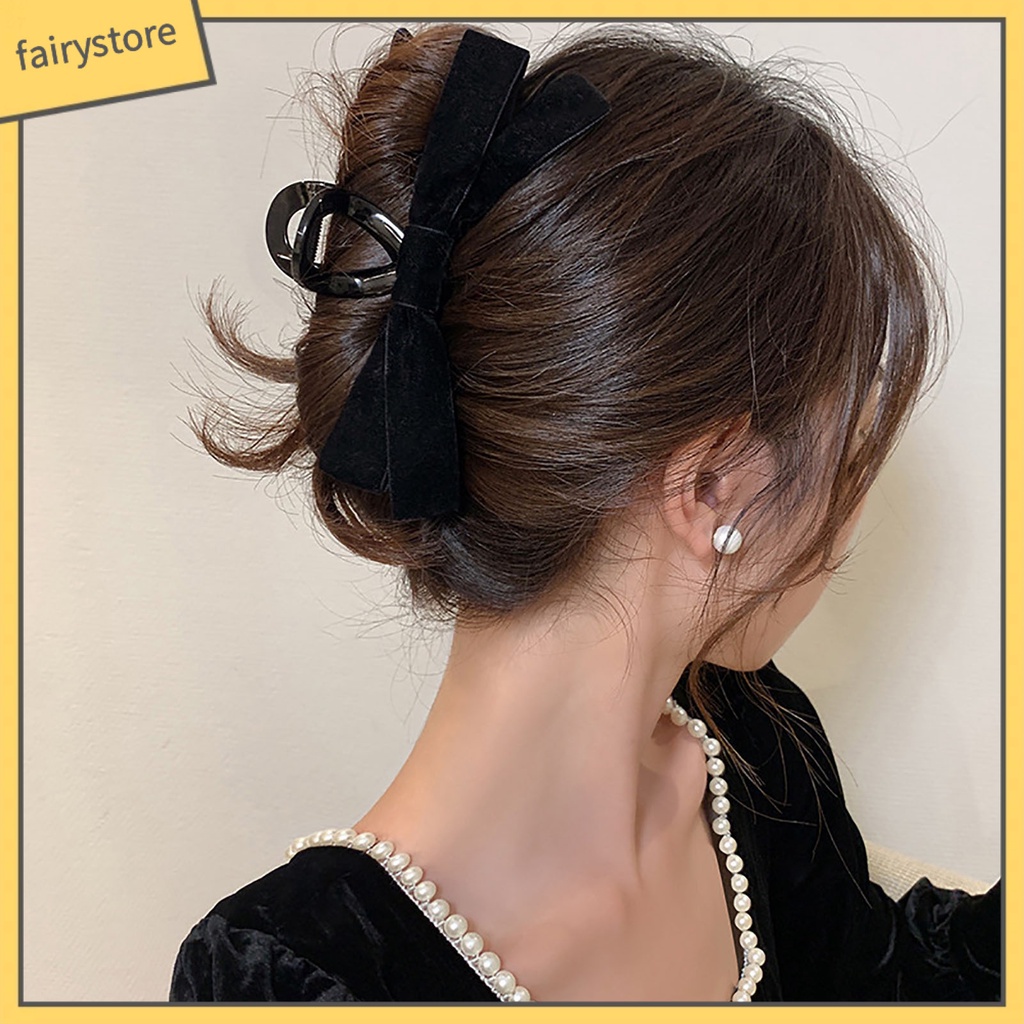 Kẹp Tóc Càng Cua Dạng Nơ Màu Trơn Co Giãn Tốt Có Răng Cài Dành Cho Nữ