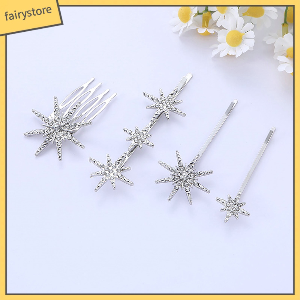 Set 4 Kẹp Tóc Hình Ngôi Sao Đính Đá Thời Trang Cho Cô Dâu