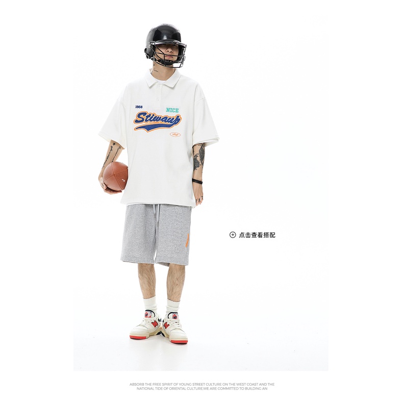 Áo Thun POLO Tay Ngắn Dáng Rộng Phong Cách Đường Phố Mỹ Thời Trang Mùa Hè Cho Nam