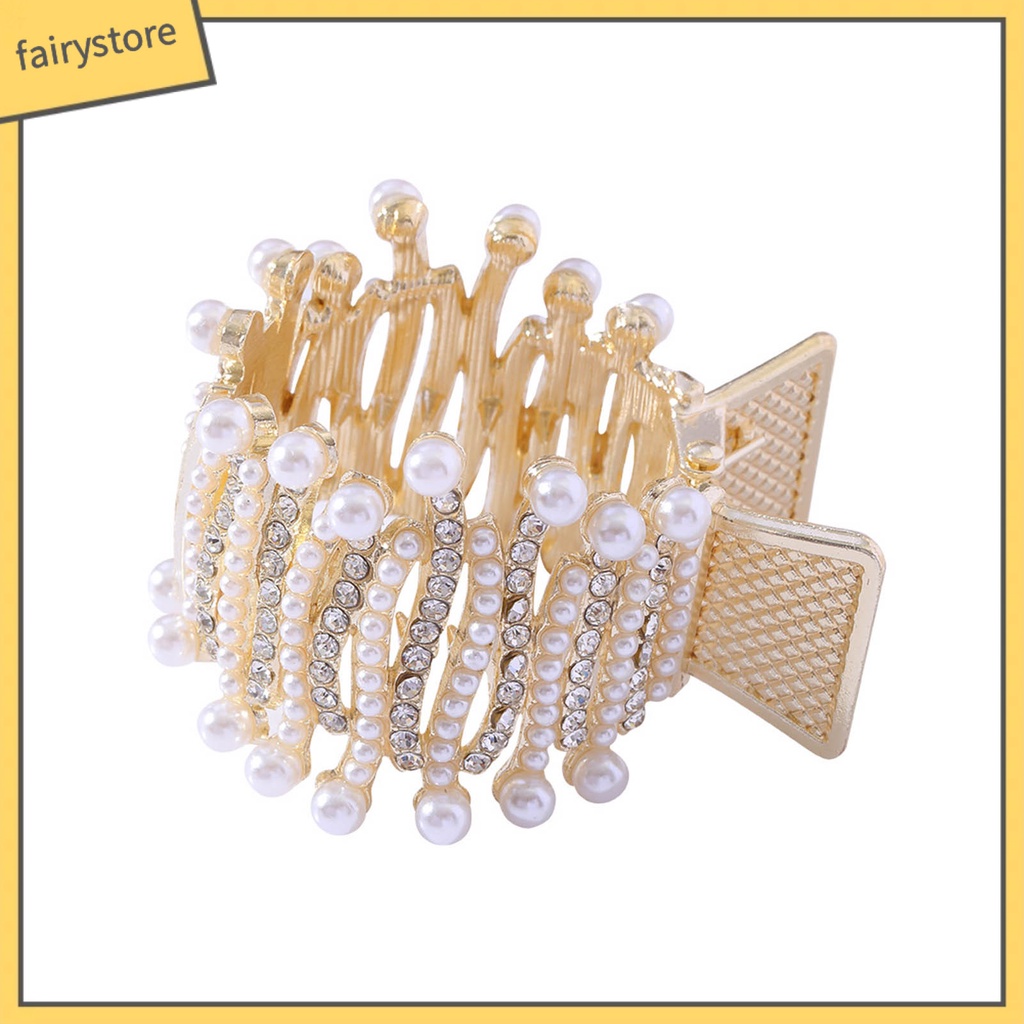 Kẹp Tóc Càng Cua Đính Đá &amp; Ngọc Trai Giả Hình Đuôi Thỏ Chống Trượt Cho Nữ