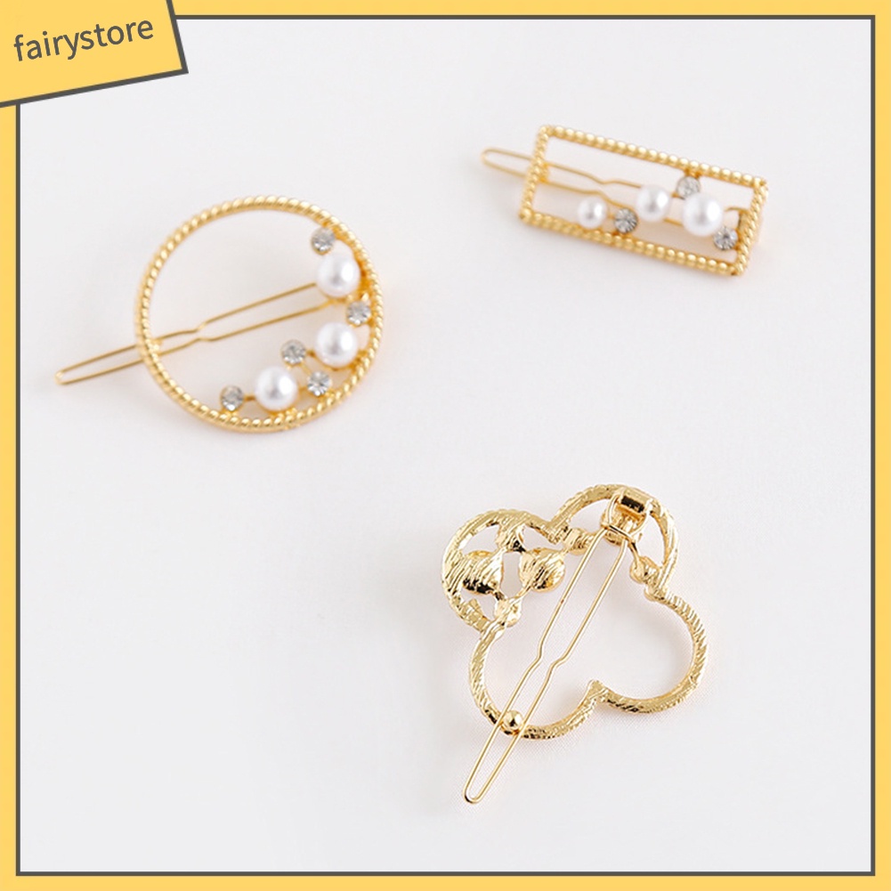 Kẹp Tóc Đính Đá Ngọc Trai Giả Thời Trang Dành Cho Nữ