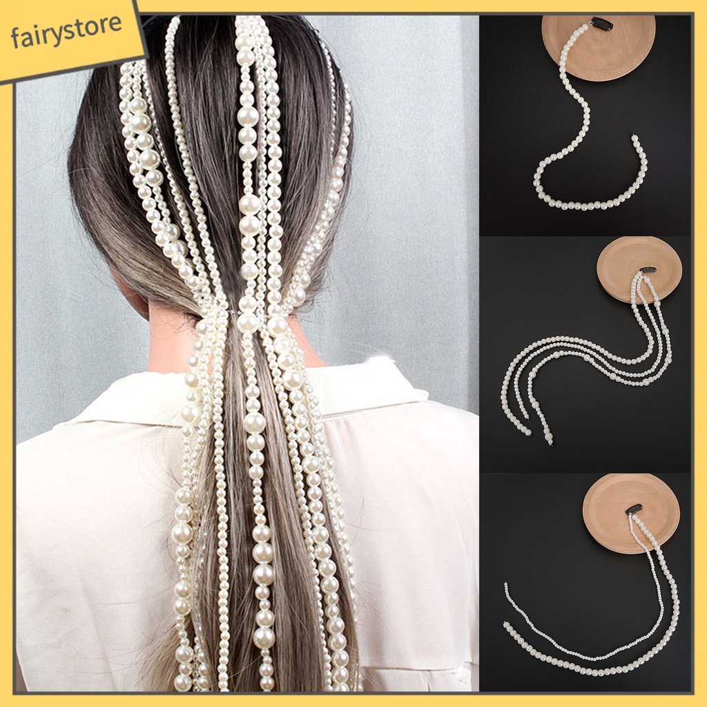 [FRO] Kẹp Tóc Dạng Bện Đính Ngọc Trai Giả Dài Quyến Rũ Cho Cuộc Sống Hàng Ngày