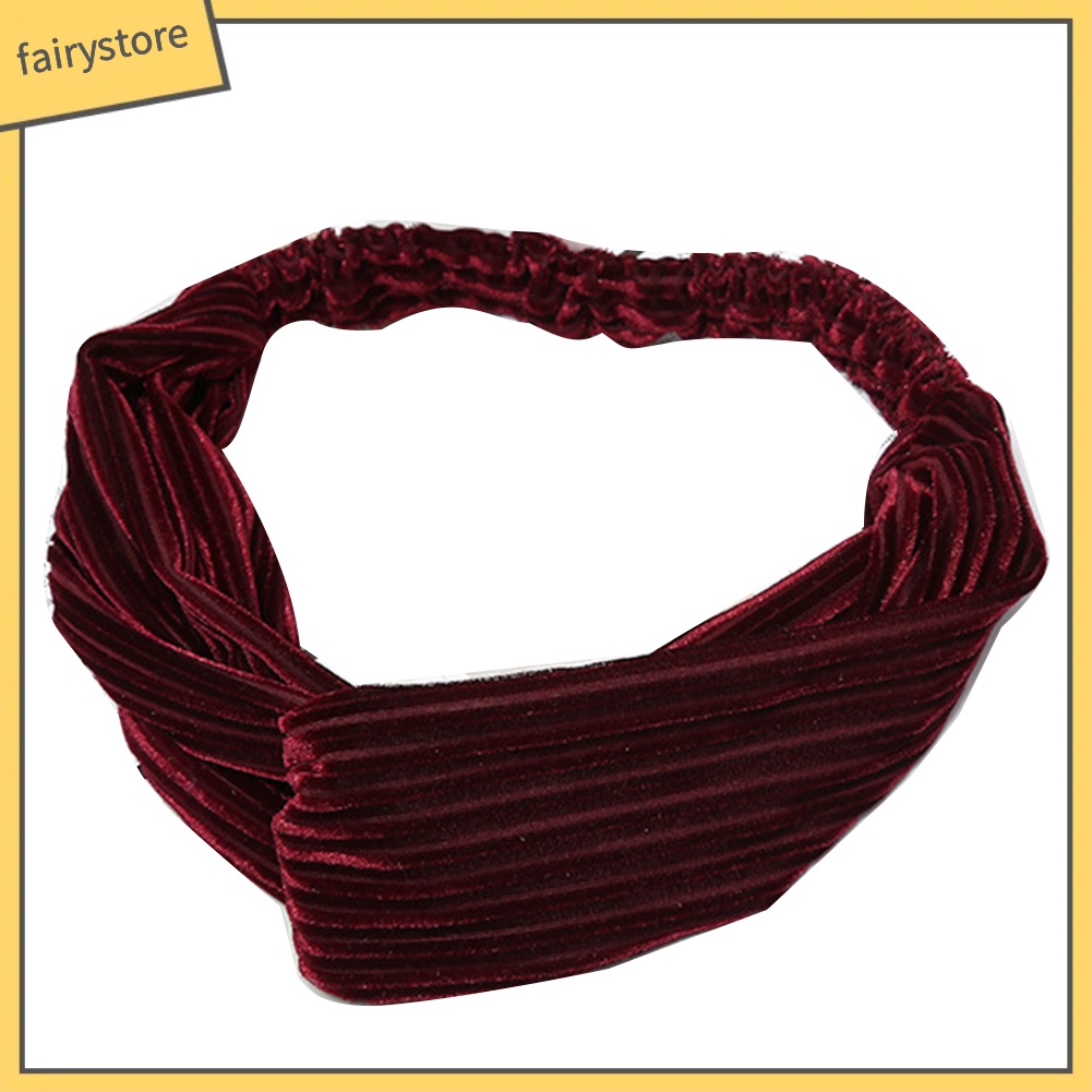 Băng Đô Nhung Thắt Nút Chéo Màu Trơn Dùng Rửa Mặt Trang Điểm Cho Nữ