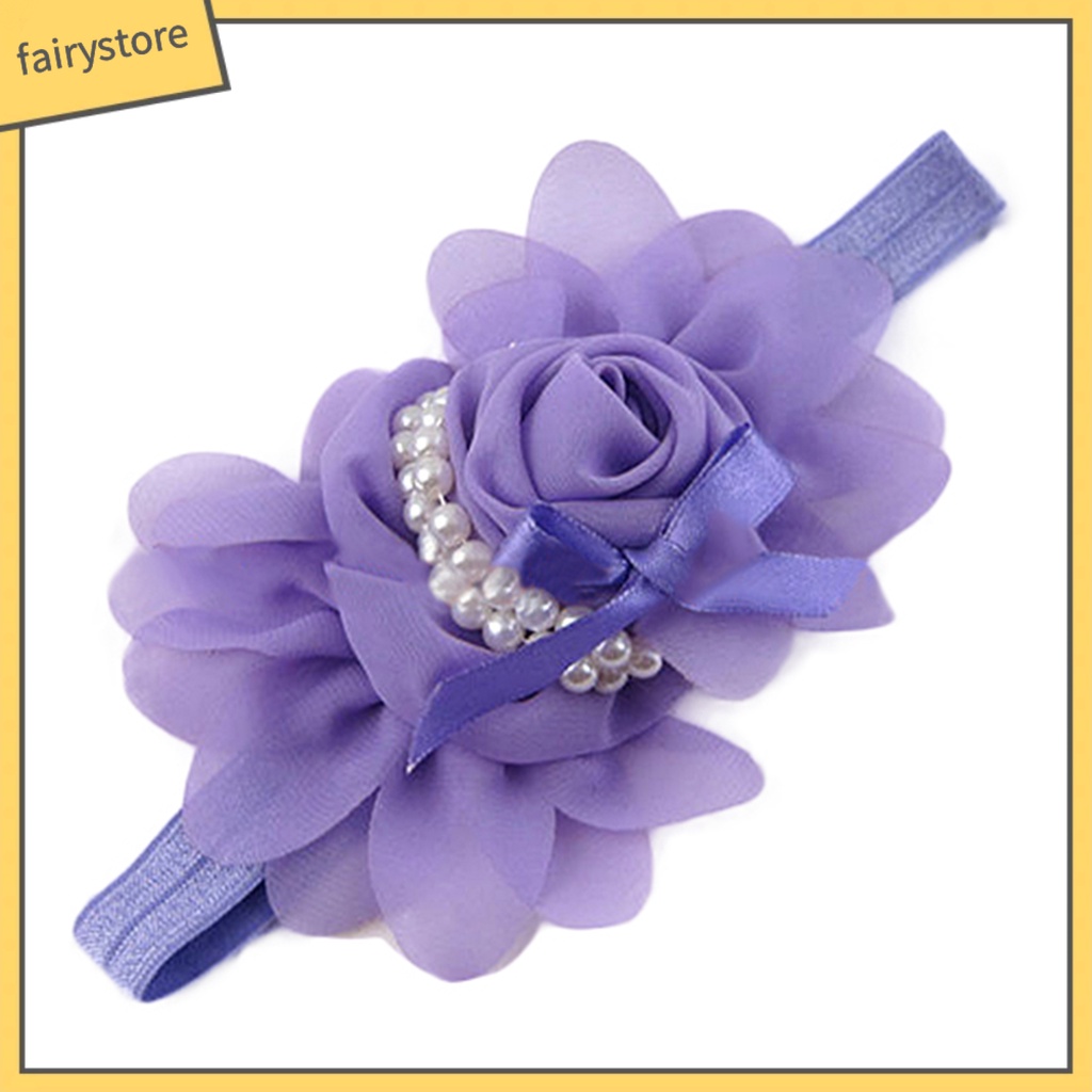 Băng Đô Nơ Đính Ngọc Trai Nhân Tạo Dễ Thương Cho Bé Gái