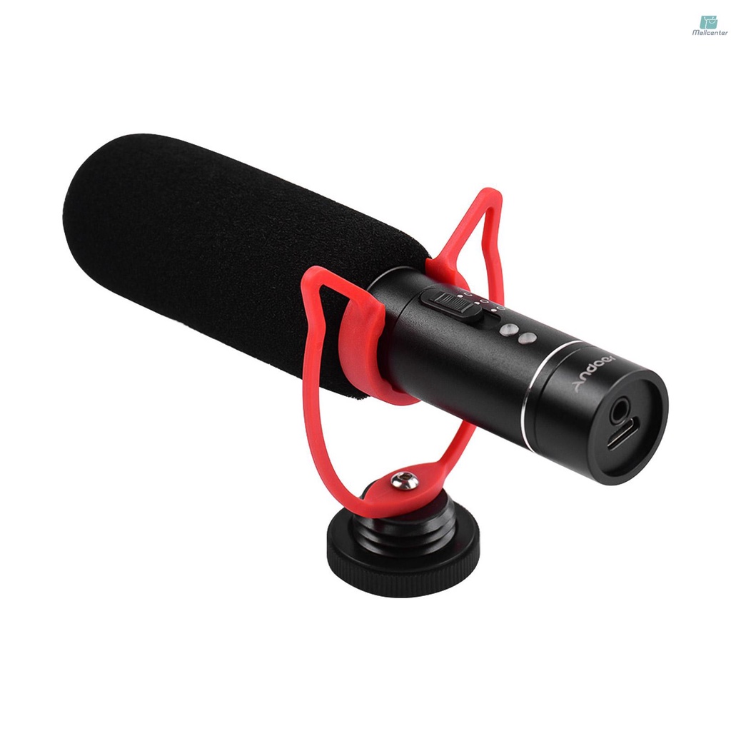 Andoer Video Microphone On-Camera Condenser Mic Accessories with Windproof Cotton Shock Absorption Bracket for Interview Recording Live Streaming