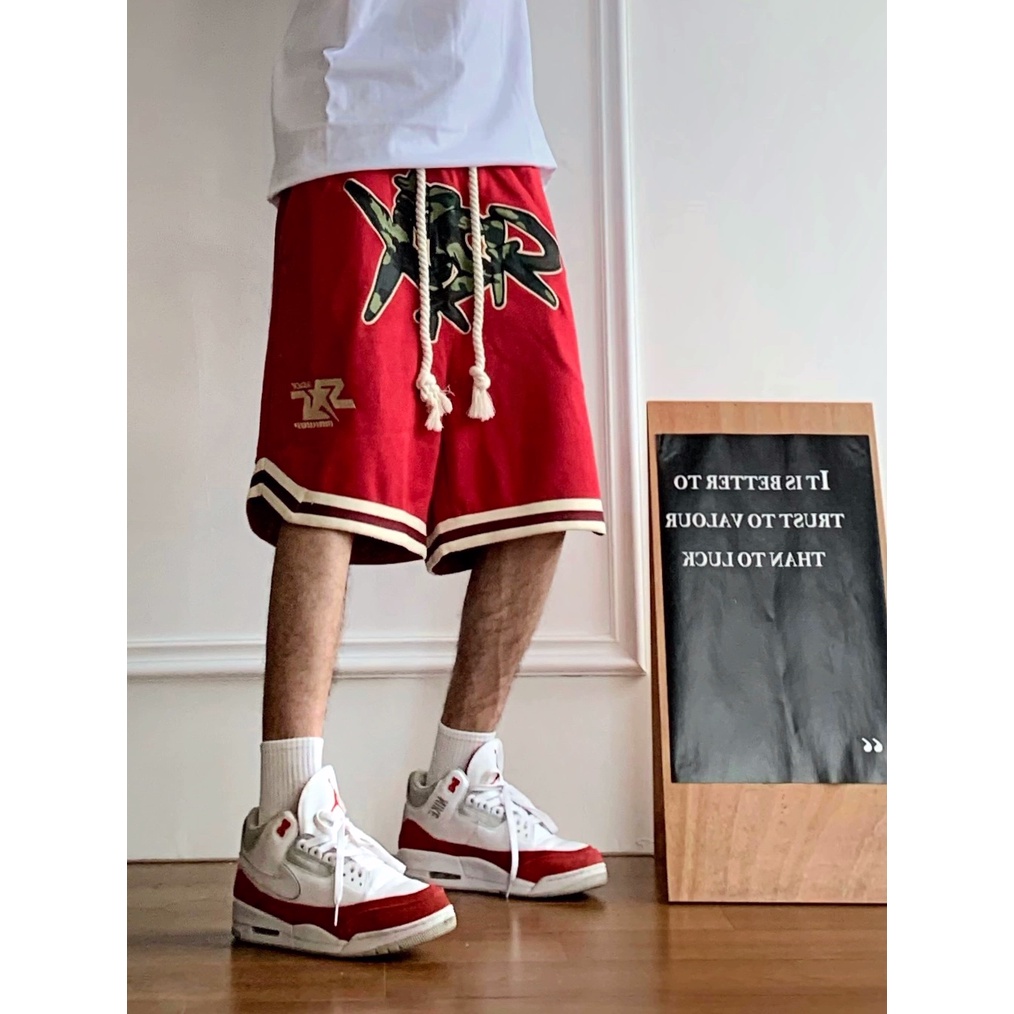 Quần Short Thể Thao Ống Rộng Thêu Họa Tiết Phong Cách Hip Hop Đường Phố Mỹ Thời Trang Mùa Hè Cho Nam