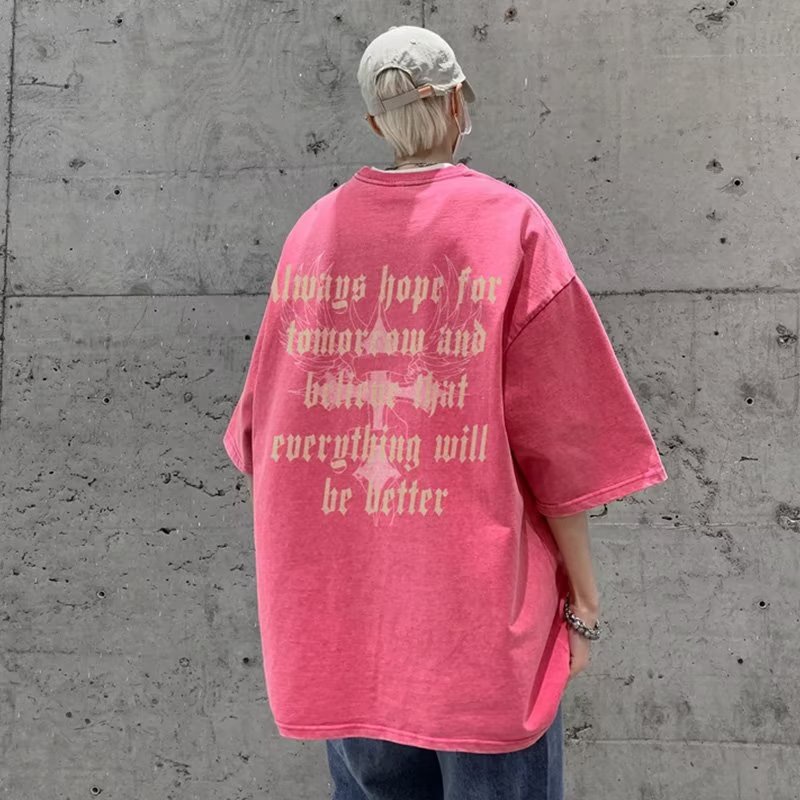 Áo Thun Cotton Tay Ngắn Cổ Tròn Dáng Rộng In Hình Trẻ Trung Hợp Thời Trang Cho Nam