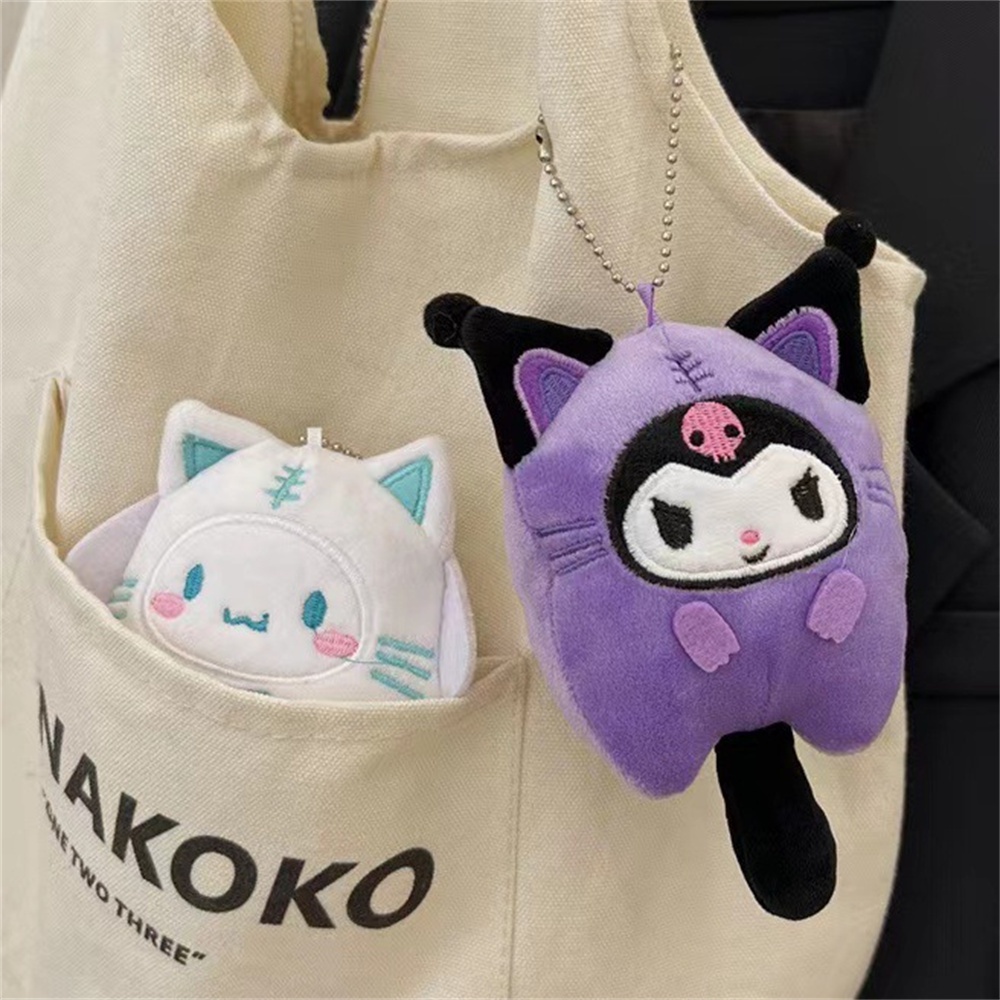 SANRIO Móc Khóa Búp Bê Nhồi Bông Hình Kuromi Melody Cinnamoroll Dễ Thương