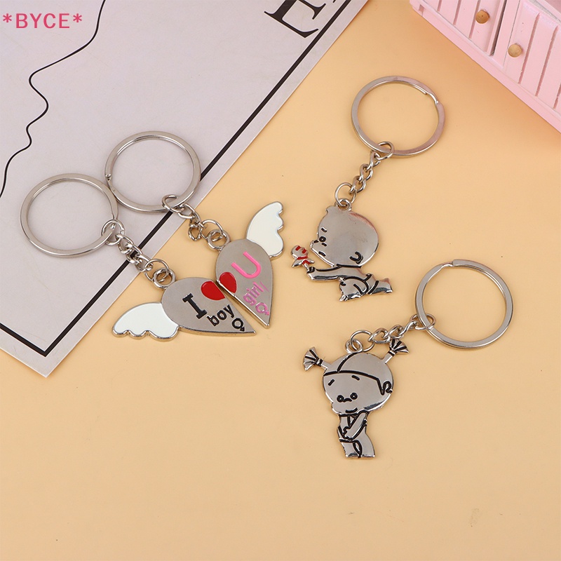 1 Cặp Móc Chìa Khóa Bằng Hợp Kim Kẽm Mạ Bạc Hình Trái Tim Sáng Tạo Mới