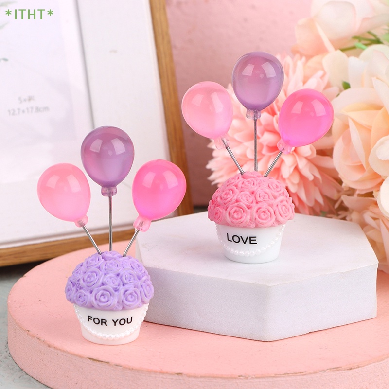 1 Mô Hình Bong Bóng Hoa Hồng Bằng Nhựa Resin Trang Trí Xe Hơi / Nhà Búp Bê Mới