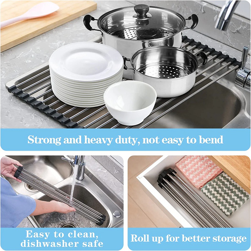 Giá Phơi Khô Chén Dĩa Dạng Cuộn Tiện Dụng Cho Nhà Bếp