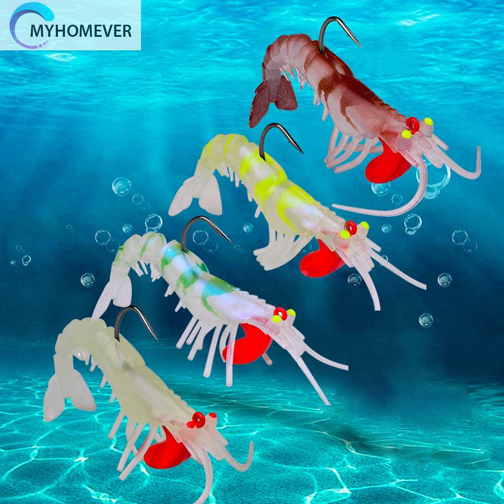 Mồi Câu Cá Giả Hình Tôm Dạ Quang Mềm Mại Kích Thước 7.3cm 6g