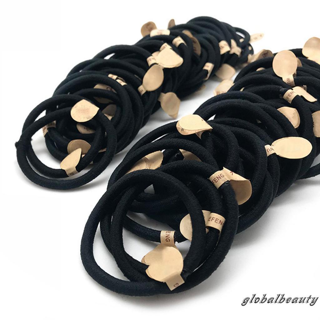Dây Buộc Tóc Đuôi Ngựa Co Giãn Mềm Mại Màu Đen Không Đường May Dành Cho Bé Gái Và Bé Gái