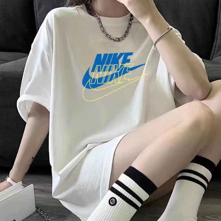 Áo Thun Thể Thao cotton Nguyên Chất In Chữ nk Lớn Mùa Hè Mới + Thẻ Đơn Giản Cho Cặp Đôi