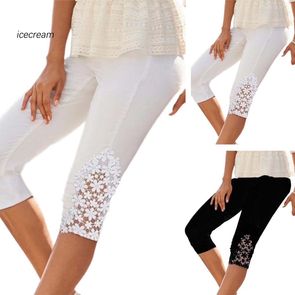 Icecream12.mx Phụ Nữ Cắt Quần Hoa Trang Trí