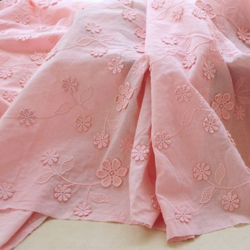 Vải Jacquard Cotton Nguyên Chất Thêu Ba Chiều