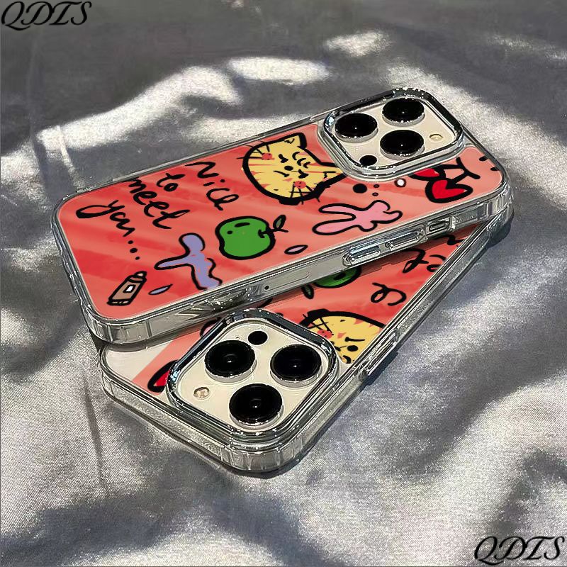 ✅Ốp Điện Thoại Dẻo Họa Tiết Mèo Kiểu Graffiti Đơn Giản Chống Sốc Cho iPhone1214pro Xsmax7 / 8 max13 11