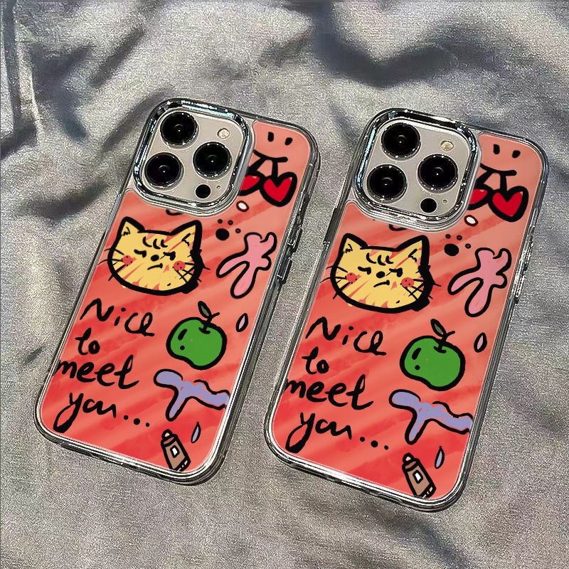 ✅Ốp Điện Thoại Dẻo Họa Tiết Mèo Kiểu Graffiti Đơn Giản Chống Sốc Cho iPhone1214pro Xsmax7 / 8 max13 11