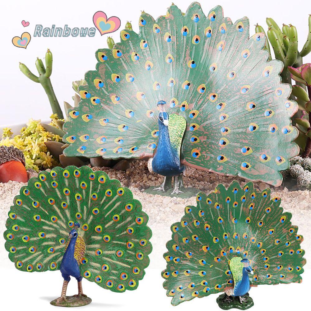 Mô Hình Chim Công Cầu Vồng Sống Động Như Thật Dùng Trang Trí Tiểu Cảnh