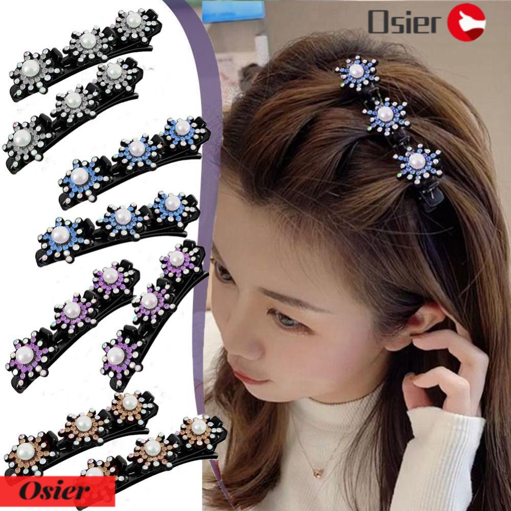 Set 1 / 4 Kẹp Tóc Bện Bằng Satin Màu Tím Tạo Kiểu Tóc Thời Trang Nữ|Kẹp Tóc Đính Hạt Thời Trang Cho Nữ