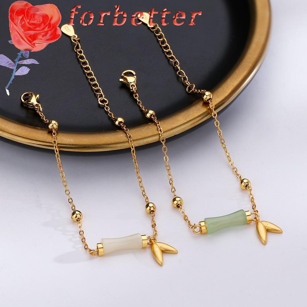 Vòng Tay Dây Xích Mặt Lá Tre Phong Cách Retro Tinh Tế