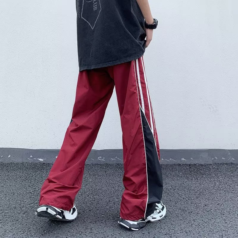 Quần Dài Thể Thao Thêu Họa Tiết Màu Sắc Tương Phản Phong Cách Đường Phố Cho Nam