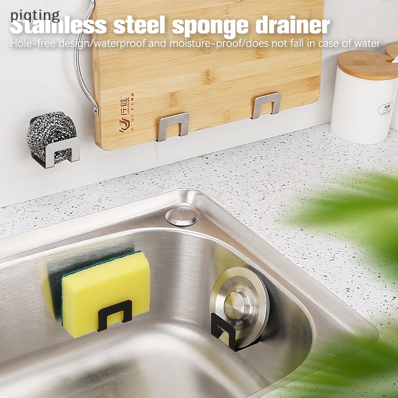 Set 1 / 2 Giá Treo Mút Rửa Chén Bằng Thép Không Gỉ Tự Dính Tiện Dụng Cho Nhà Bếp